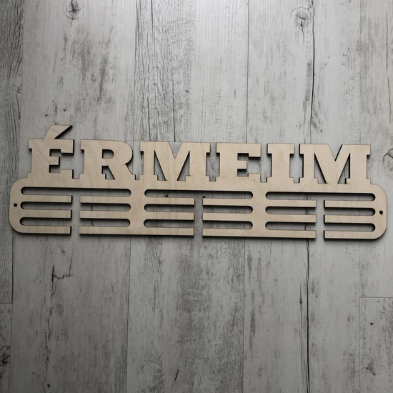 Fali Éremakasztó Fából - ÉRMEIM - 3 soros bézs (15x50cm)