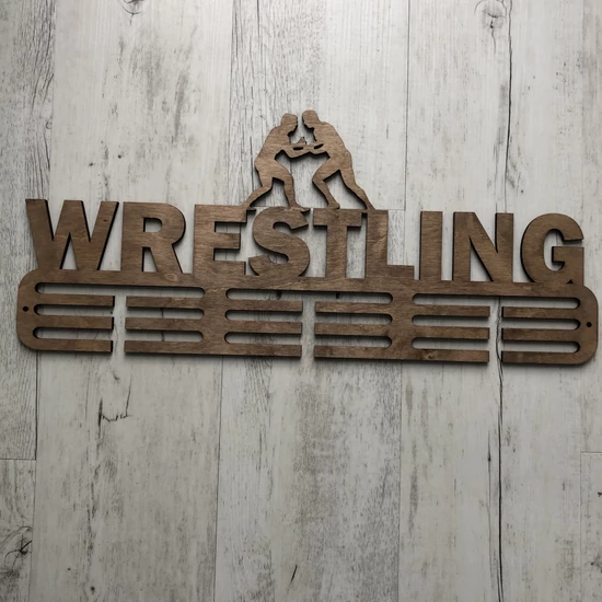 Fali Éremakasztó Fából - WRESTLING 3 soros világosbarna (50x23cm)