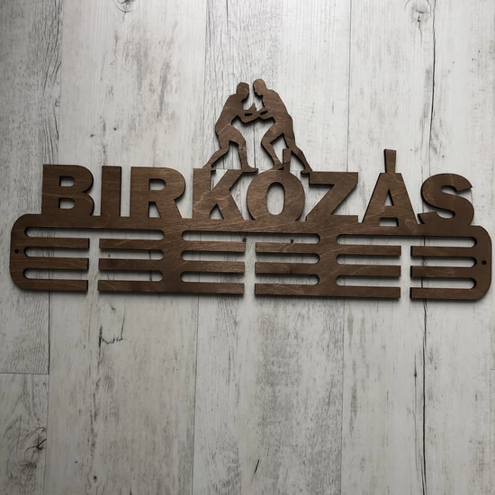 Fali Éremakasztó Fából - BIRKÓZÁS - 3 soros világosbarna (50x23cm)