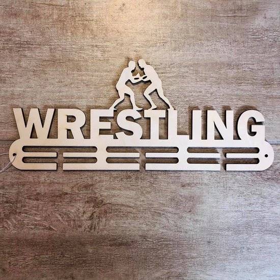 Fali Éremakasztó Fából - WRESTLING - 2 soros bézs (38x16cm)