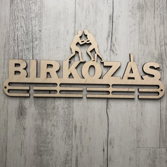 Fali Éremakasztó Fából - BIRKÓZÁS - 2 soros bézs (38x16)