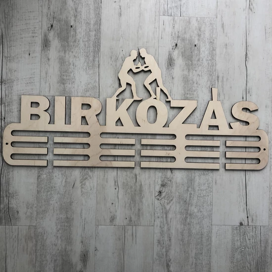 Fali Éremakasztó Fából - BIRKÓZÁS - 3 soros bézs (70x30cm)