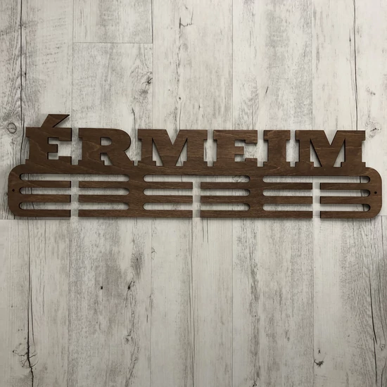 Fali Éremakasztó Fából - ÉRMEIM - 3 soros világosbarna (70x19cm)