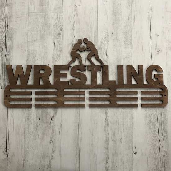 Fali Éremakasztó Fából - WRESTLING - 3 soros világosbarna (70x30cm)