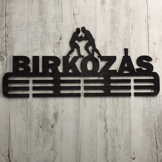 Fali Éremakasztó Fából - BIRKÓZÁS - 3 soros sötétbarna (70x30cm)