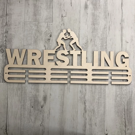 Fali Éremakasztó Fából - WRESTLING - 3 soros bézs (70x30cm)