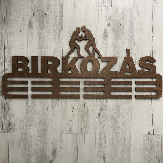 Fali Éremakasztó Fából - BIRKÓZÁS - 3 soros világosbarna (70x30cm)
