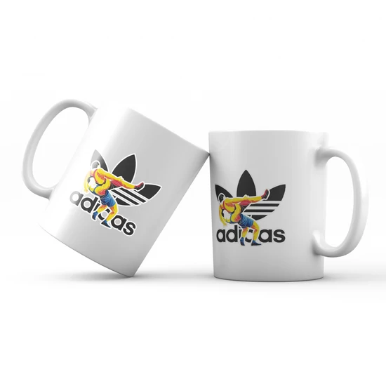 Bögre - Birkózó Adidas, színes mintával - fehér bögrén