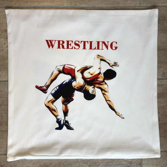 Díszpárna, fehér-wrestling