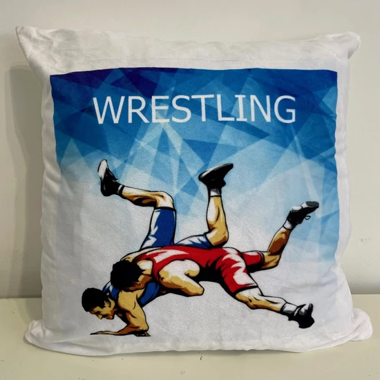 Díszpárna, absztrakt kék-wrestling