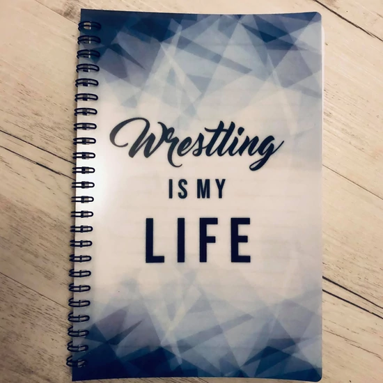 Jegyzetfüzet, csíkos - Wrestling is my life, - kék