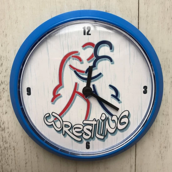 Mágneses, kék-fehér kicsi óra Birkózók(8cm)