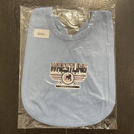 Baba előke (partedli) Wrestling 3 csíkos szürke- világoskék előkén