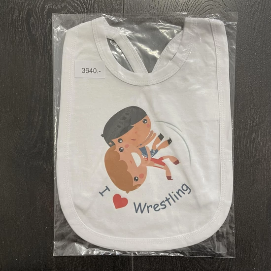 Baba előke (partedli) Baba I Love Wrestling 2- fehér előkén