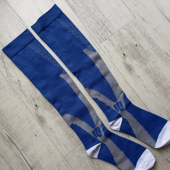 Kompressziós térdzokni - Középkék, szürke, fehér - Méret nélküli