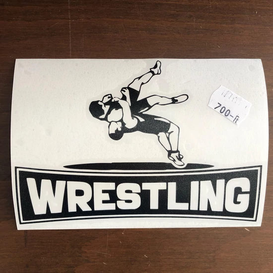 Wrestling szőnyeges - kontúr matrica - fekete