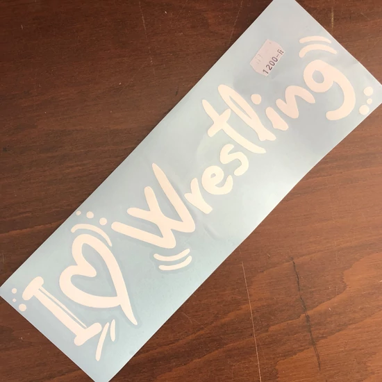 I Love Wrestling - kontúr matrica autóra-fehér 30cm
