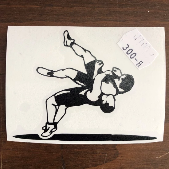 Wrestling szőnyeges, szőnyeg nélkül - kontúr matrica - fekete