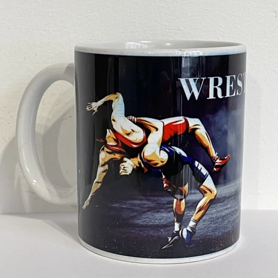 Új wrestling mintás bögre (fehér felirattal)