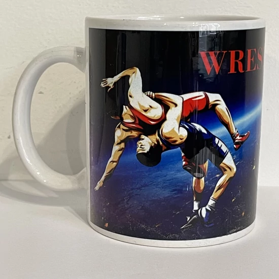 Új wrestling mintás bögre (piros felirattal)