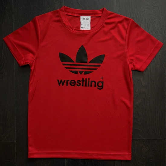 Gyerek piros póló - Birkózó Wrestlingadidas mintával
