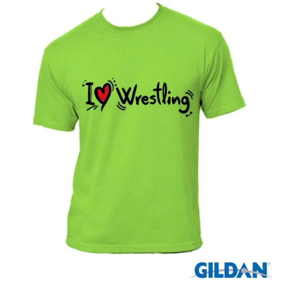 Férfi póló - I love Wrestling Szíveskés mintával - zöld pólón