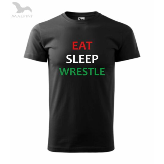 Férfi póló - Eat, Sleep, Wrestle - fekete