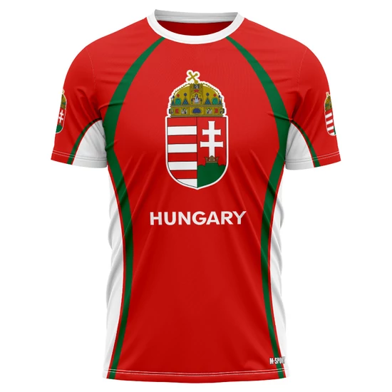 Férfi technikai póló - HUNGARY - piros,fehér