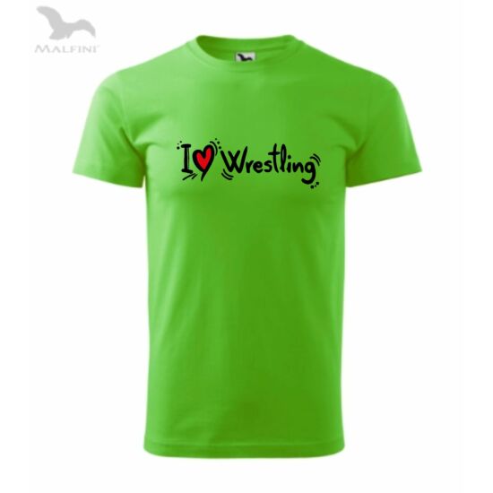 Férfi póló - I Love Wrestling - zöld