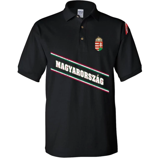 Férfi galléros póló - Magyarország - Fekete