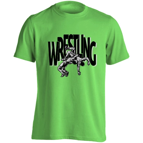 Gyerek póló - Wrestling fekete dobós mintával - zöld pólón