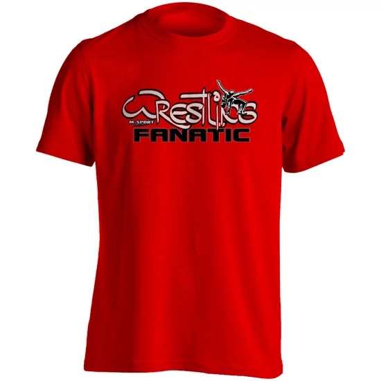 Gyerek póló - Vízszintes Wrestling Fanatic-piros