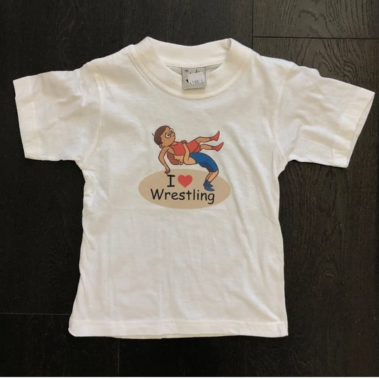 Gyerek fehér póló - Baba I love wrestling 1- 7ÉV-128CM