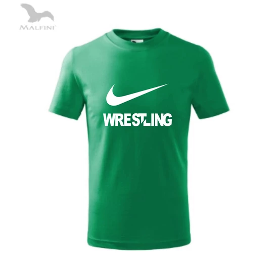 Gyerek póló, smaragd zöld - fehér nike wrestling mintával