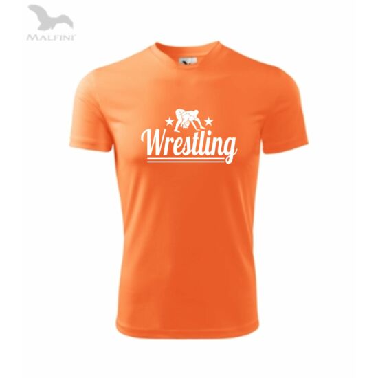 Wrestling -Technikai anyagból-Gyerek póló, neon mandarin