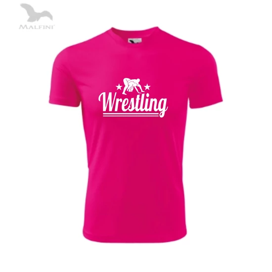 Wrestling -Technikai anyagból-Gyerek póló, neon pink