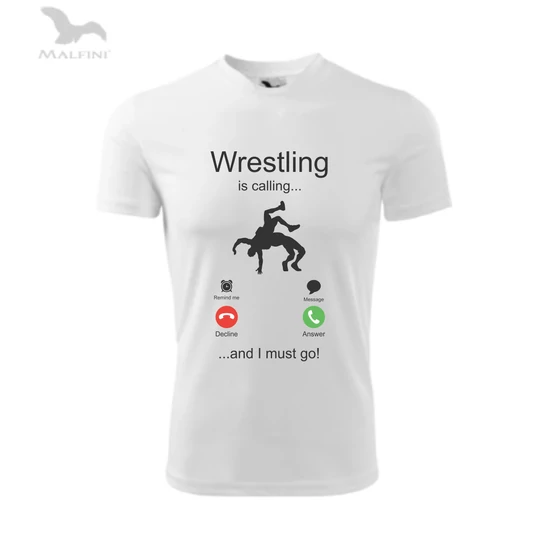 Gyerek póló, technikai anyagból - wrestling is calling mintával