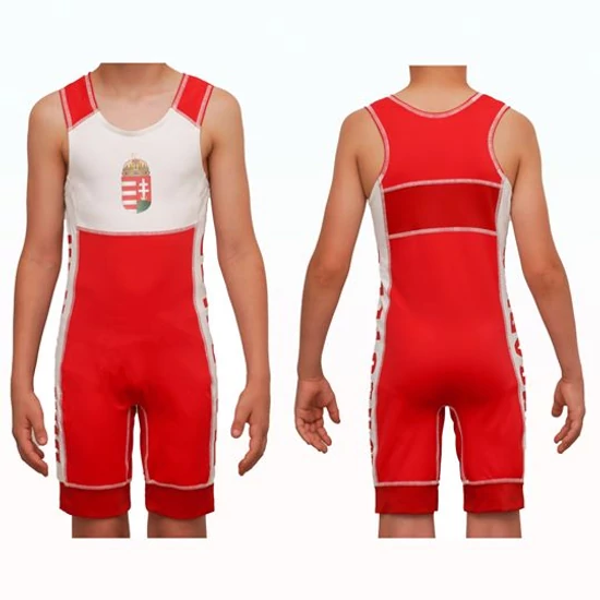 Hungarian Wrestler-címeres magyar birkózómez-piros