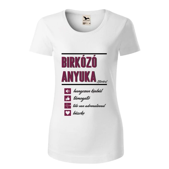 Női póló - Birkózó anyuka.. mintával - fehér pólón