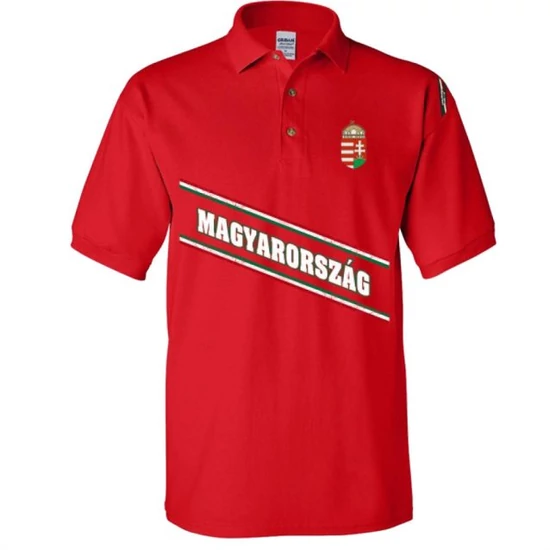 Női, galléros, Magyarország, címeres pólóing - piros