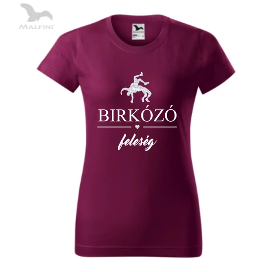 Női bordó póló, birkózó feleség