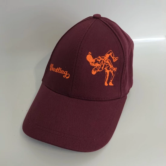 Baseball Sapka-Wrestling felirattal-hímzett, Bordó-narancs