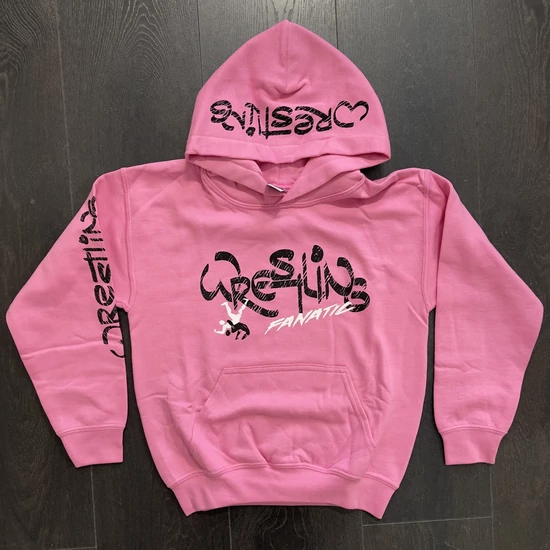 Felnőtt és gyerek kapucnis pulóver, wrestling fanatic-pink