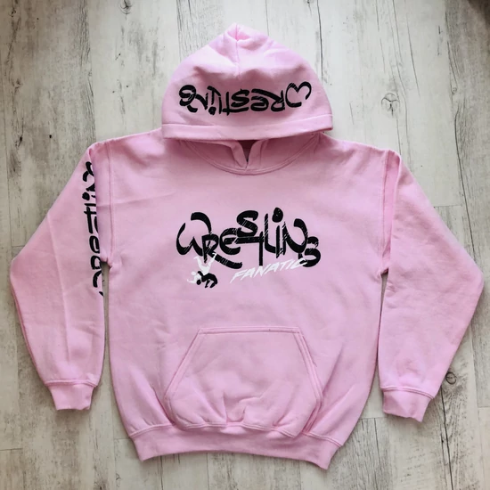 Felnőtt és gyerek kapucnis pulóver, wrestling fanatic-rózsaszín