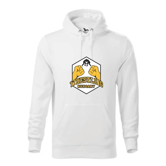  Felnőtt és gyerek kapucnis, kenguru zsebes pulóver - Két ököl birkózókkal mintával - TÖBB SZÍNBEN