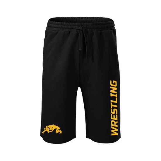Férfi hosszú szárú short - arany mintával, fekete shorton