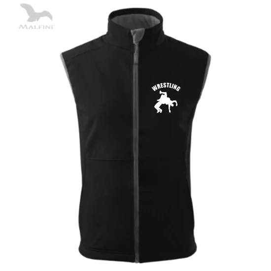 Férfi softshell mellény, wrestling dobós mintával