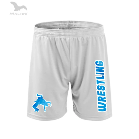 Technikai short, fehér, élénk kék dobós minta+wrestling