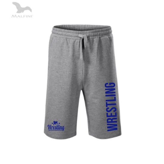 Hosszú szárú pamut short - Szürke-kék
