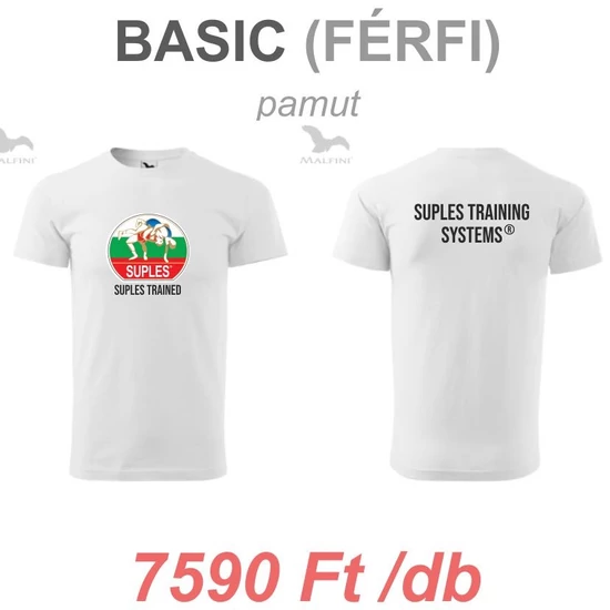 Férfi Pamut Póló - SUPLES mintával - fehér pólón
